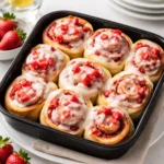 Strawberry Cheesecake Cinnabon Rolls fresh from the oven
