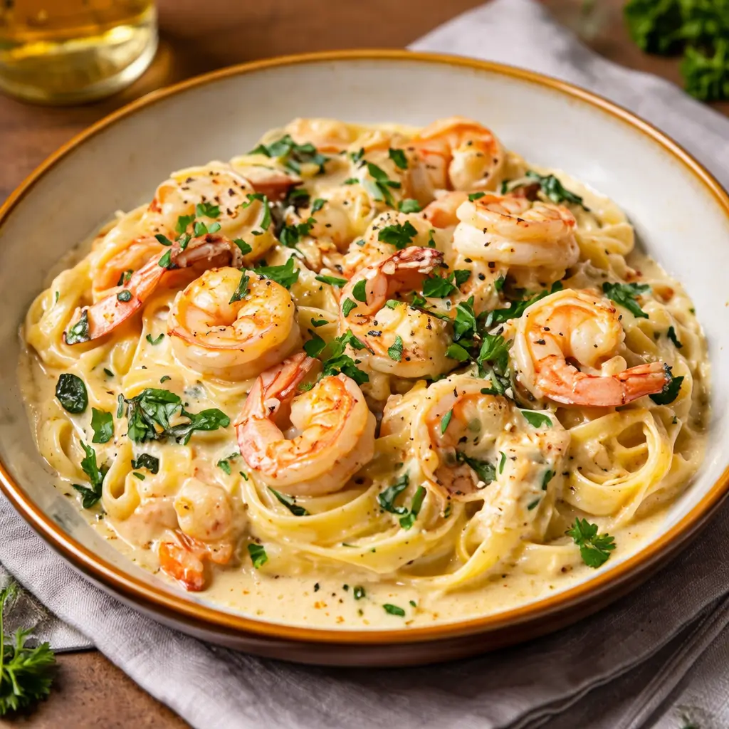Creamy Tuscan Shrimp Linguine