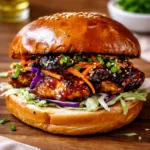 Korean BBQ Chicken Sandwich with Zesty Cabbage Slaw Bliss