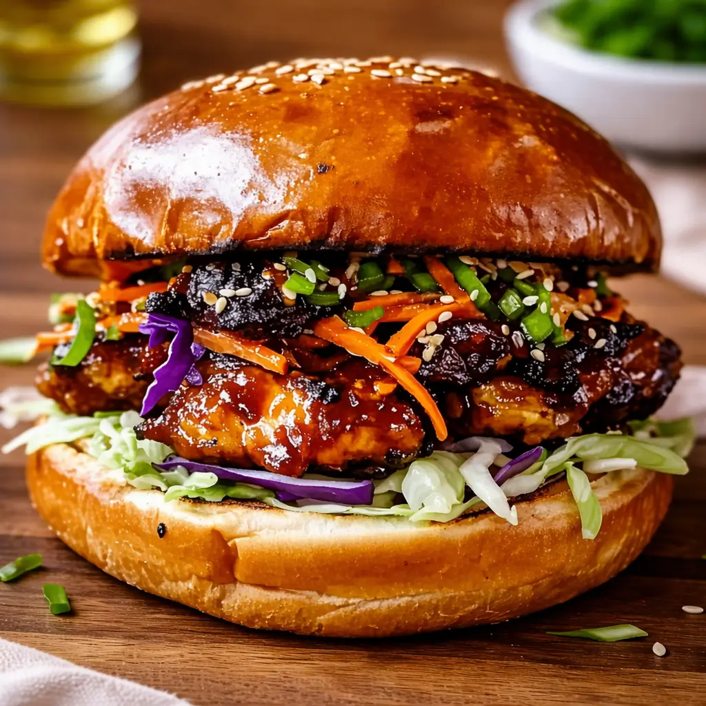 Korean BBQ Chicken Sandwich with Zesty Cabbage Slaw Bliss