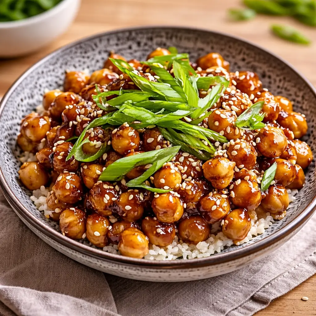 Vegan Sticky Sesame Chickpeas