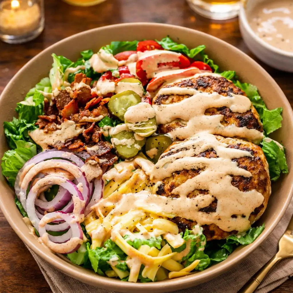 Best Healthy Burger Bowl with turkey and special sauce