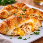 Cheesy Chicken Crescent Rolls on a white plate