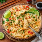Creamy Coconut Milk Chicken served over white rice with cilantro garnish
