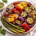 Delectable Grilled Veggies with Marinade in a rustic bowl