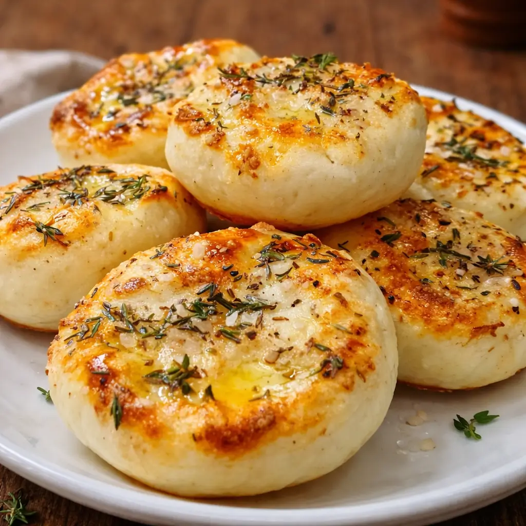 Golden Crust Garlic Rosemary Focaccia Muffins in a baking tin