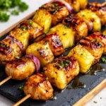 Grilled Pineapple Chicken Kabobs with honey soy glaze