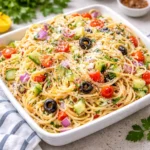 Quick Spaghetti Salad With Italian Dressing in a white bowl