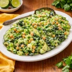 A vibrant bowl of Sunshine Salad with chickpeas and tahini dressing.