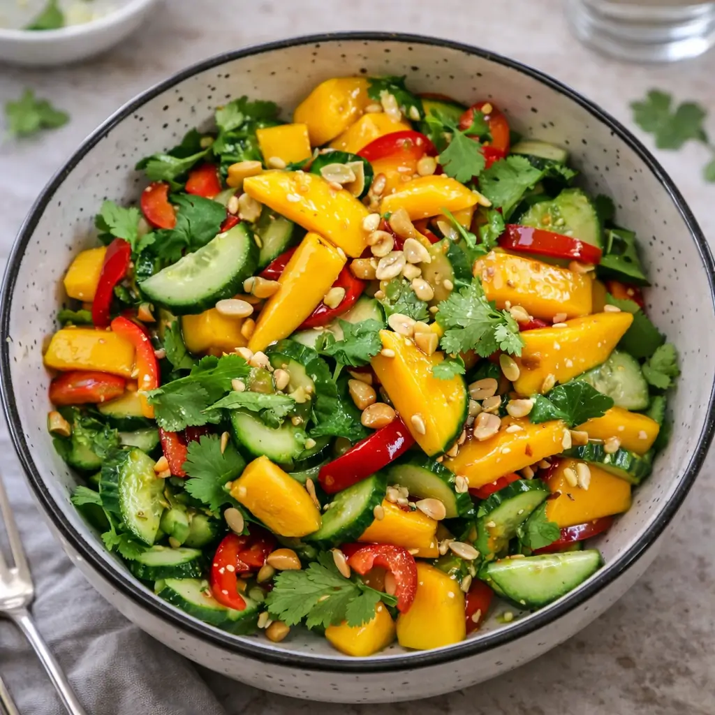 Fresh Thai Mango Salad with lime dressing and peanuts