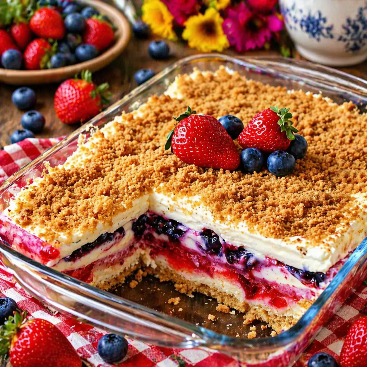 Red, White &amp; Blue Mixed Berry Yum Yum: The Ultimate Festive Dessert