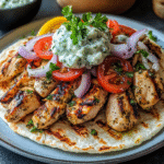 Greek Chicken Gyros with Lemon-Herb Marinade and Tzatziki