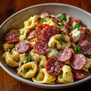 Salami-Mozzarella Tortellini Pasta Salad