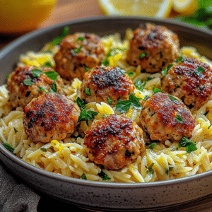 Greek Chicken Meatballs with Lemon Orzo – A Fresh, Flavorful One-Pot Wonder