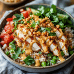 Chicken Crispy Rice Salad with Creamy Peanut Dressing