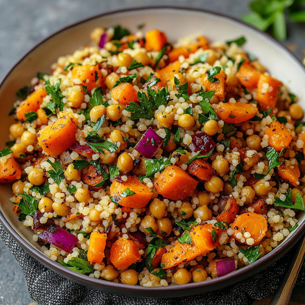 Roasted Carrot and Chickpea Couscous Salad: A Mediterranean Chopped Delight