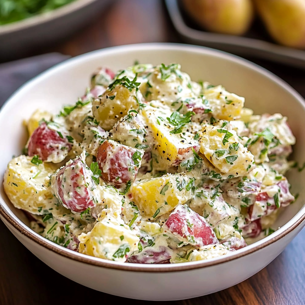 Creamy Red Potato Salad with Tangy Dill and Herby Notes