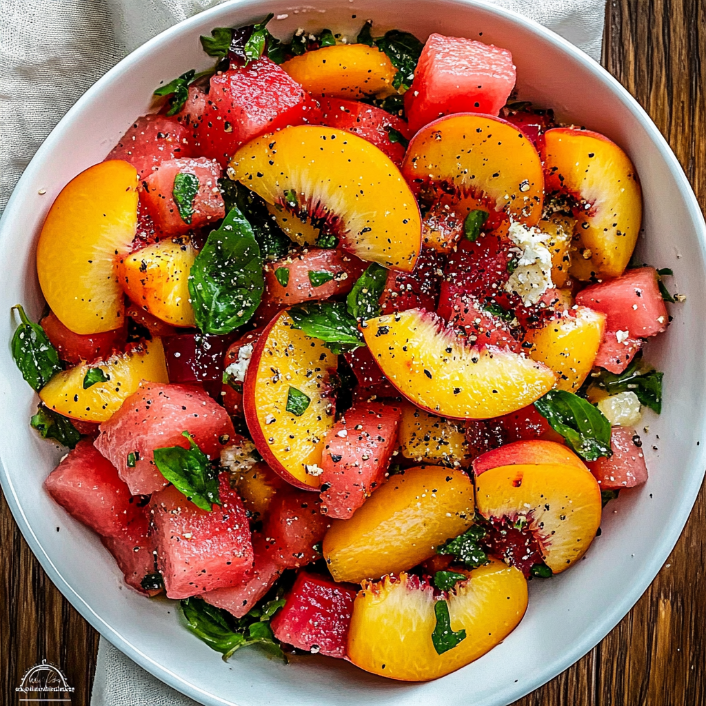 Easy Summer Peach Watermelon Salad