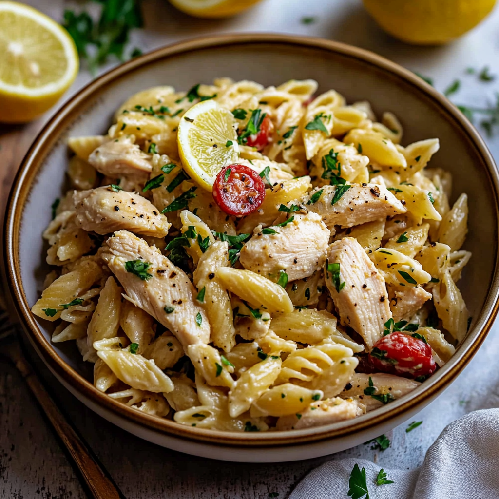 Easy Lemon Chicken Pasta Salad With Herbs