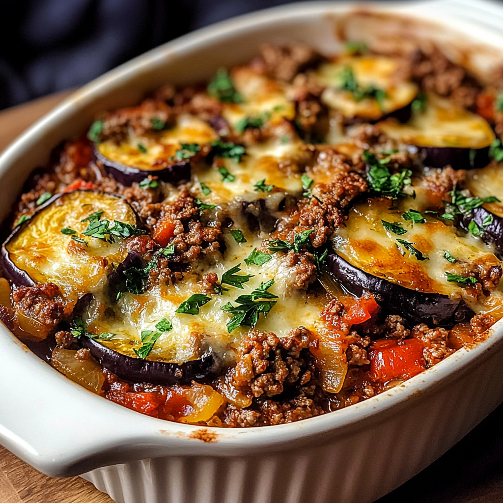 Hearty Eggplant Casserole with Ground Beef