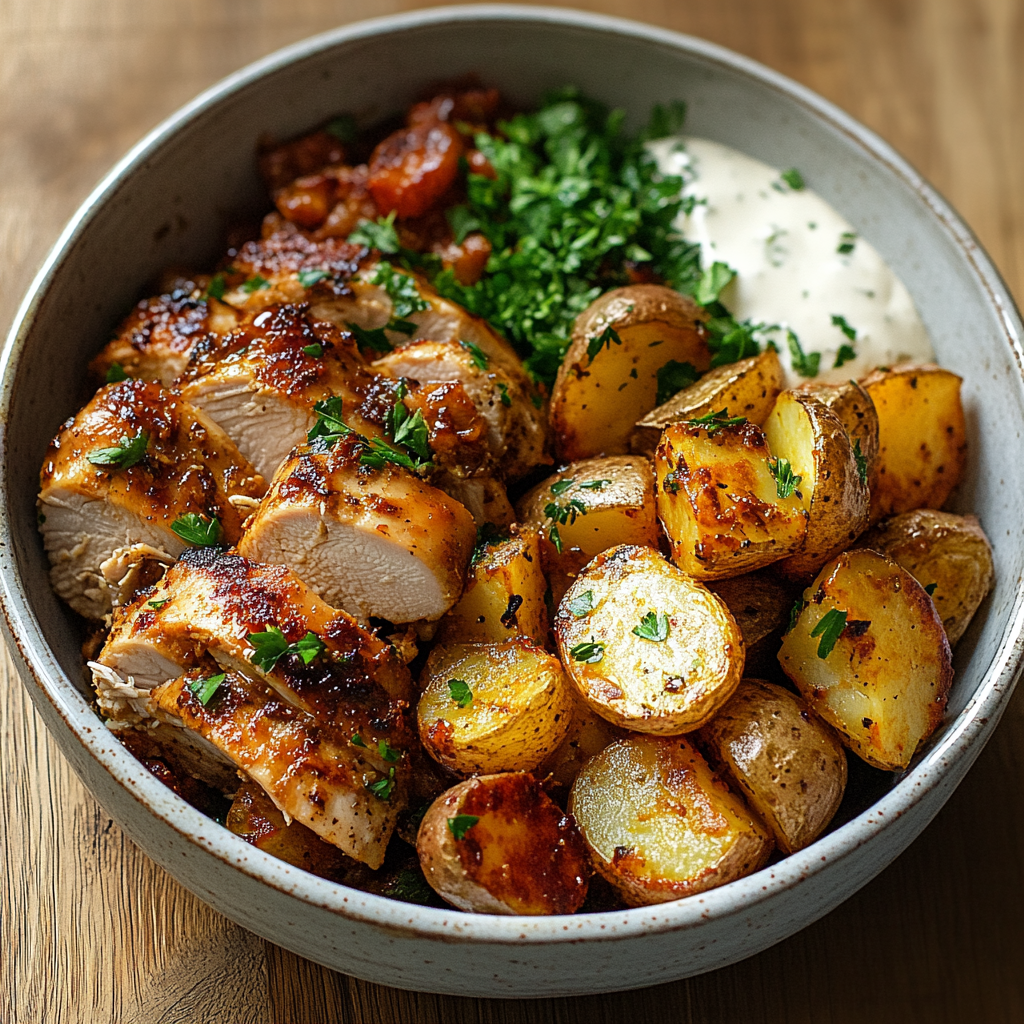 Skinny Chicken and Roasted Potato Bowl