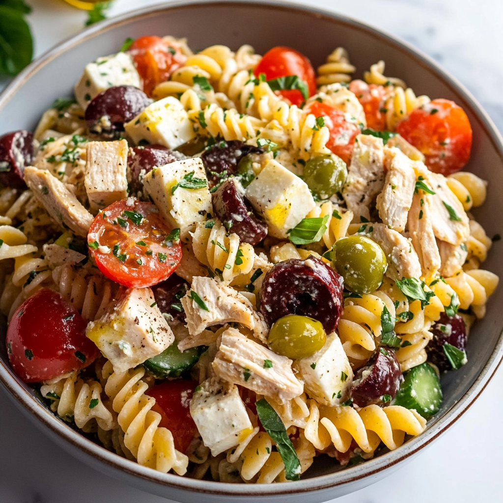 Greek Chicken Pasta Salad