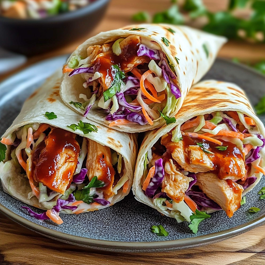 BBQ Chicken Coleslaw Wraps