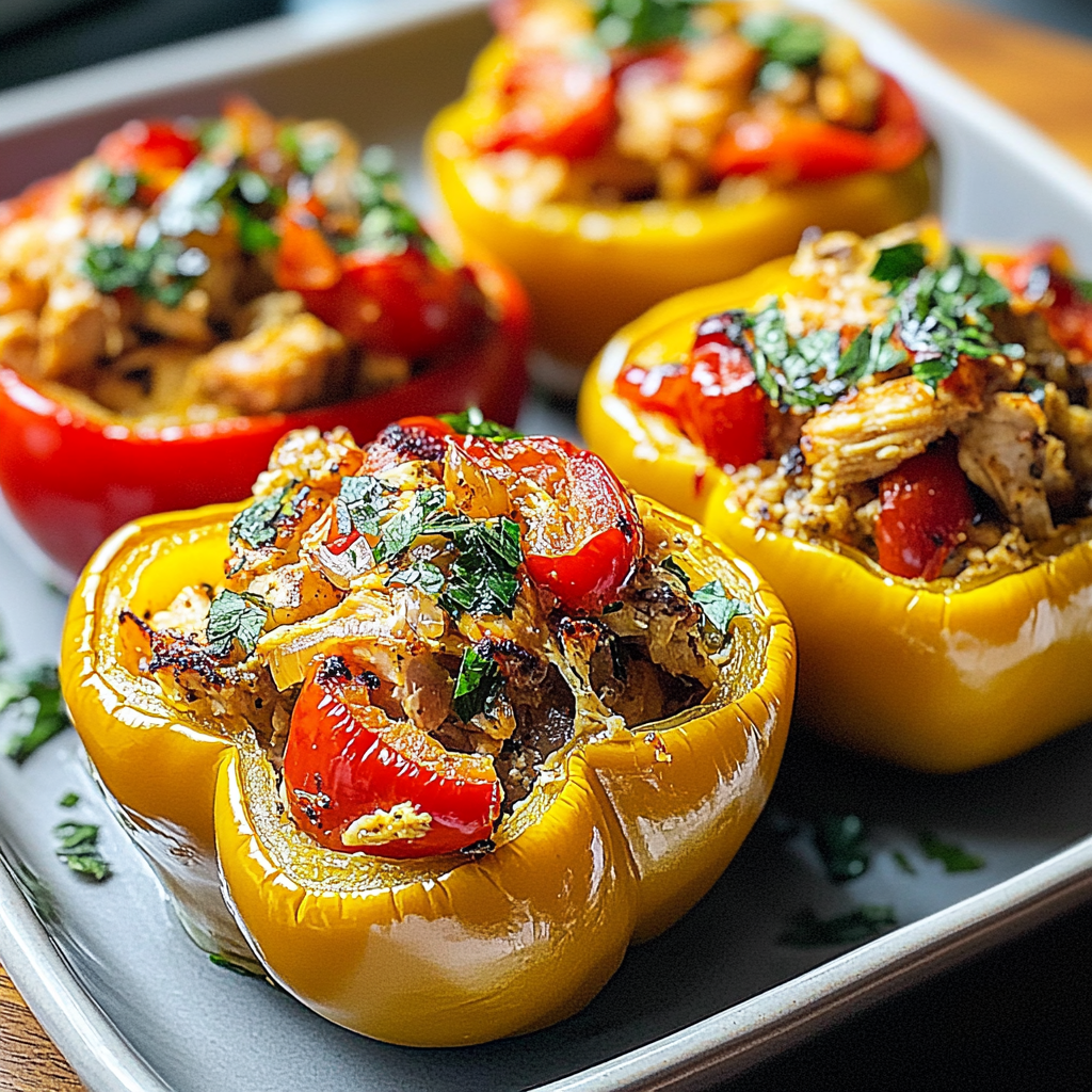 Mediterranean Chicken Stuffed Bell Peppers