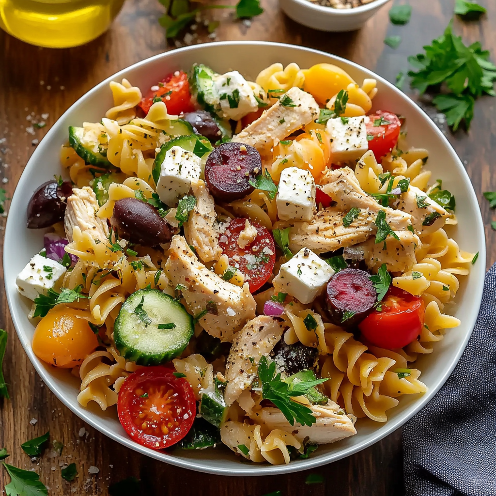 Delicious Homemade Greek Chicken Pasta Salad Recipe