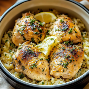 Slow Cooker Lemon Herb Chicken and Rice