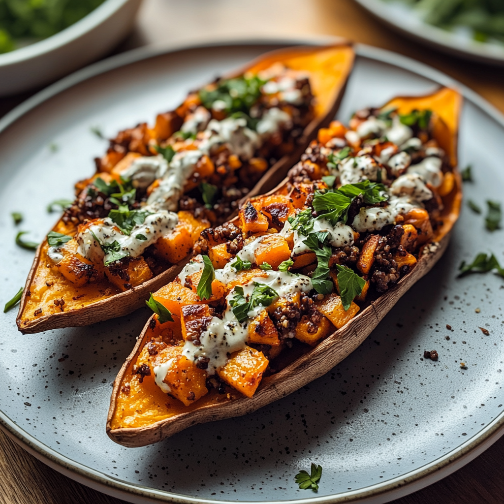 Protein Loaded Sweet Potato Boats