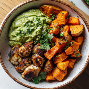 Avocado Mojo Bowls with Sweet Potato and Chicken