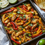 Sheet-Pan Chicken Fajitas with Roasted Garlic Chipotle Sauce