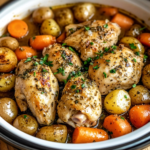 Easy Crockpot Garlic Herb Chicken and Veggies