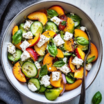 Nectarine Salad with Cucumber, Basil and Goat Cheese