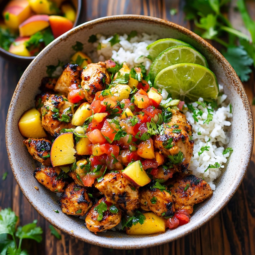 Cilantro-Lime Chicken Bowls with Peach Salsa: A Fresh & Vibrant Meal