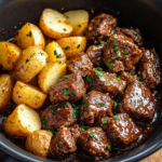 Slow Cooker Garlic Butter Beef Bites with Potatoes