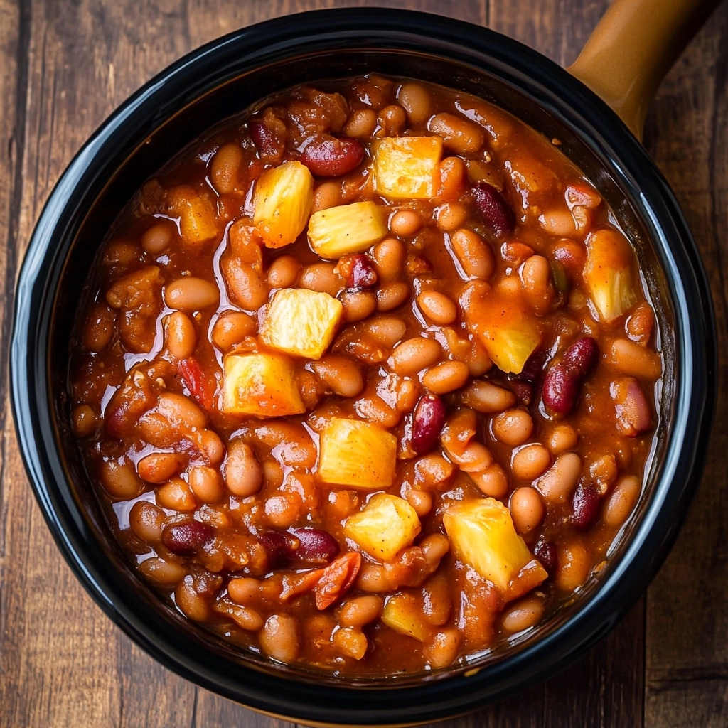 Pineapple BBQ Crock Pot Baked Beans
