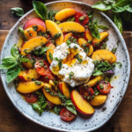 Peach and Burrata Salad with Honey Herb Vinaigrette