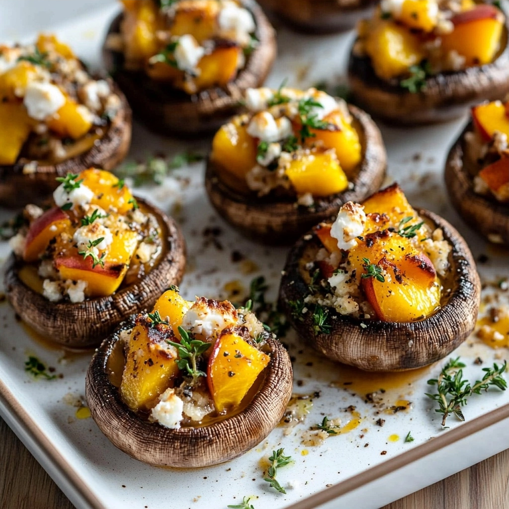 Stuffed Mushrooms with Peaches and Goat Cheese