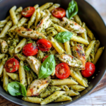 30 Minute Pesto Penne with Chicken and Cherry Tomatoes