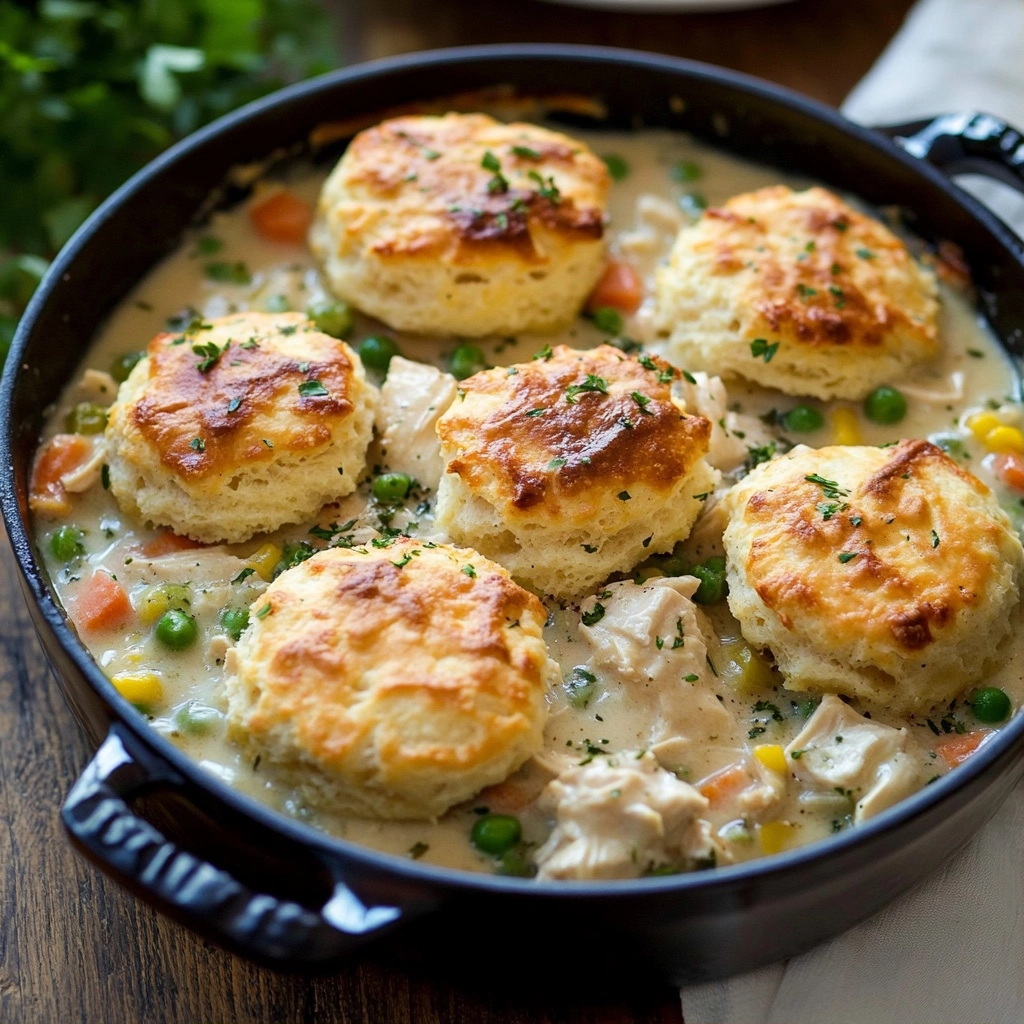 Chicken Pot Pie with Biscuits: A Comforting & Nourishing Twist