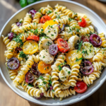 Mediterranean Pasta Salad with Zesty Lemon Herb Vinaigrette