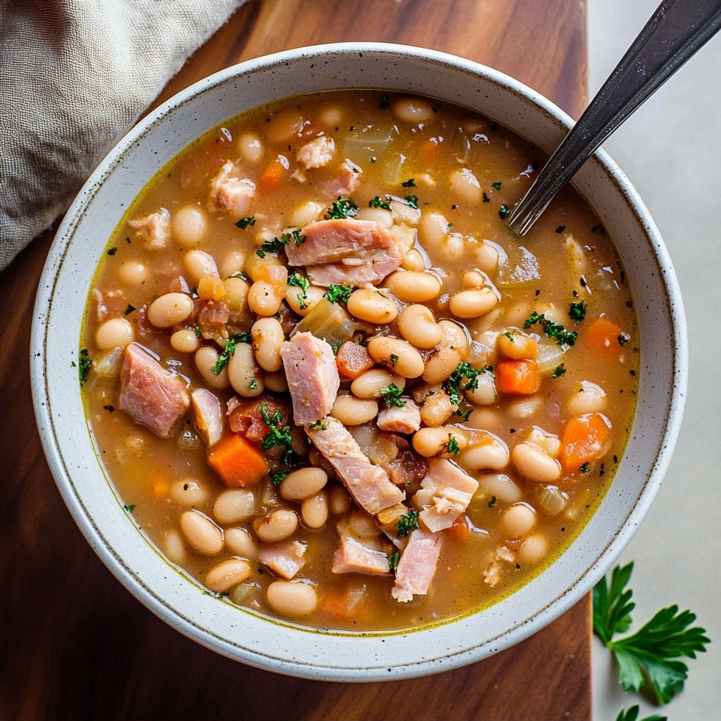 Healthy Crockpot Turkey Ham and Bean Soup