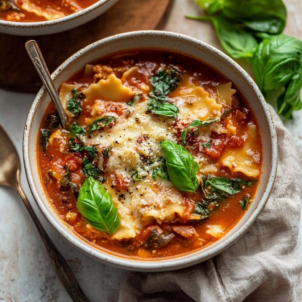 One Pot Vegan Lasagna Soup