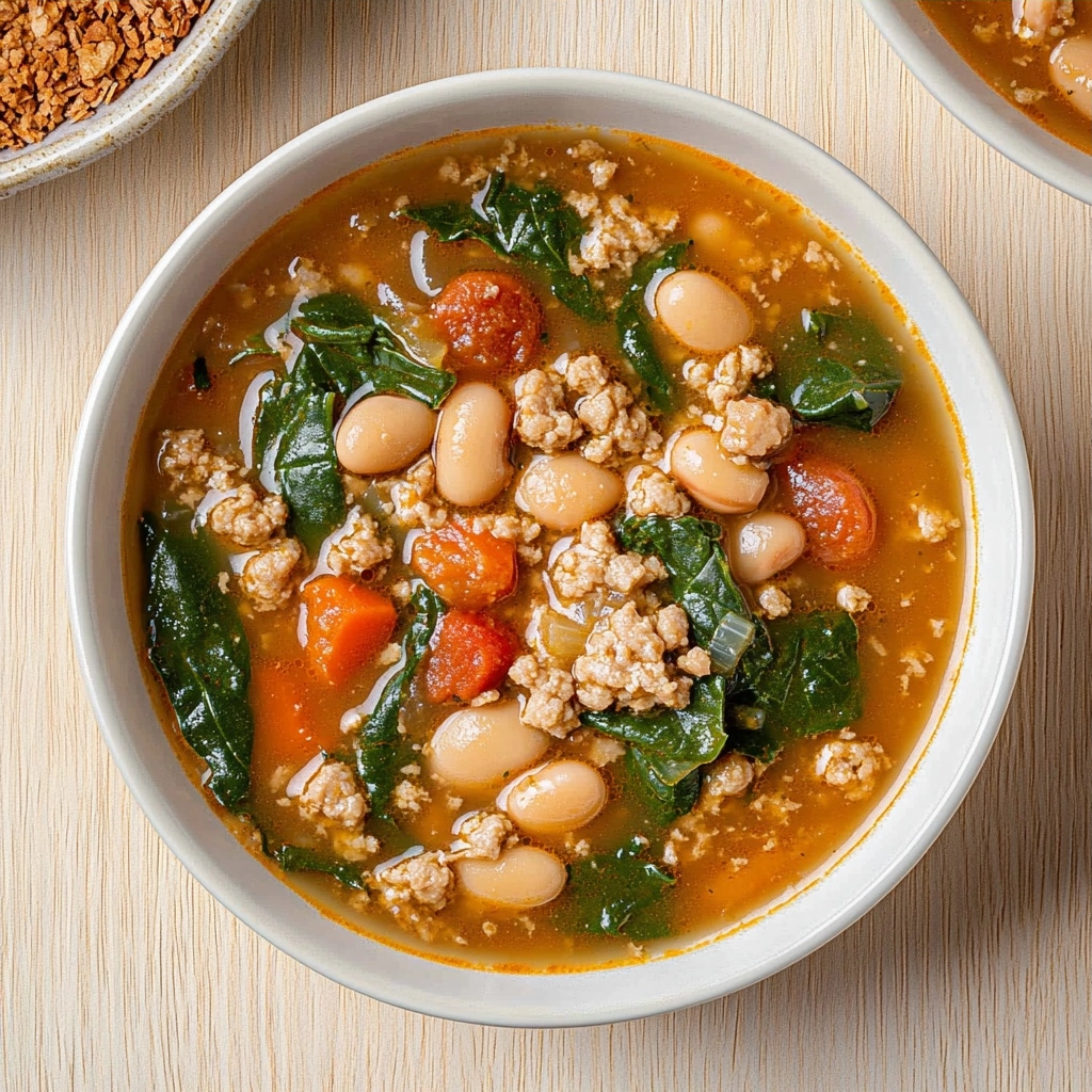 Ground Turkey Soup with Beans &amp; Spinach