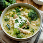 Protein Zucchini Broccoli Chicken Soup with Greek Yogurt