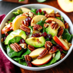 Apple Cranberry Spinach Salad with Pecans, Avocados