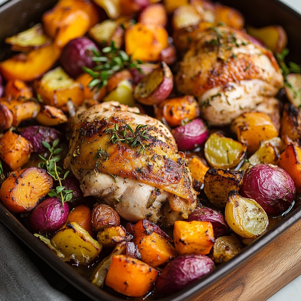 One Pan Autumn Chicken Dinner