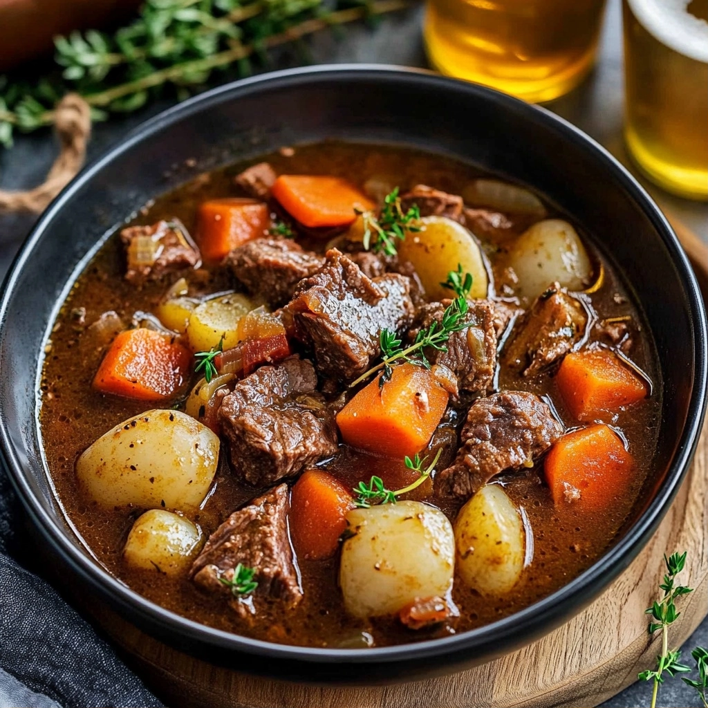 Crockpot Beef Stew with Beer and Horseradish